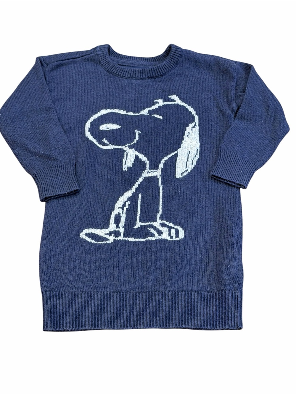 Peanuts for Gap, Girl’s Navy Sweater Dress with Snoopy Motif, Size 2